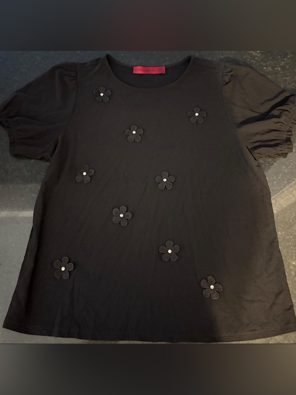Love Scarlett Black Blouse with Flowers